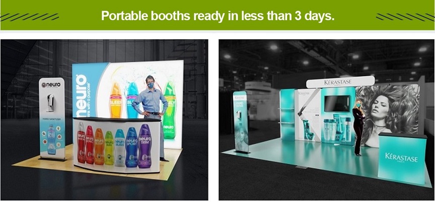 Trade show exhibits booth post covid - portable displays in 3 days